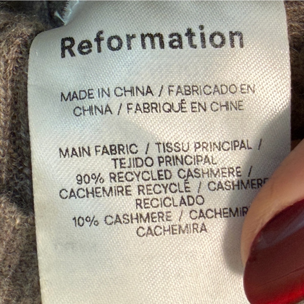 Reformation Hart Cashmere V-Neck Ribbed Sweater Sustainable Luxury Women's Knit - Picture 9 of 9